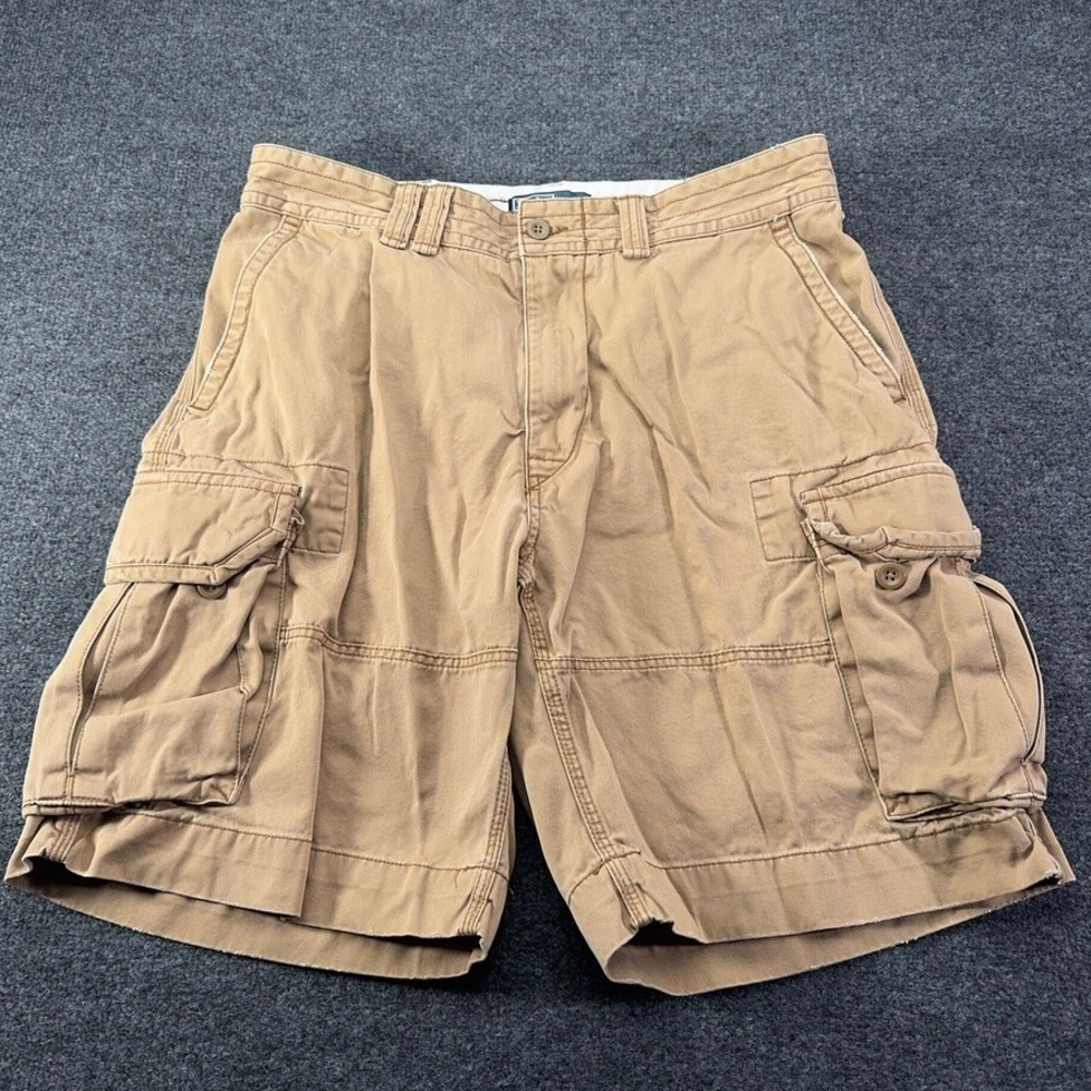 Polo Ralph Lauren Mens Cargo Shorts Tan Khaki Classic Chino Cotton Size 36